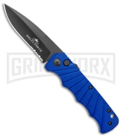 Delta Force Blue Auto Knife - Black Serrated
