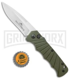 Delta Force Automatic Knife Green Aluminum - Satin Partially Serrated -Knife Store Delta Force Auto Green Aluminum Satin Partially Serr GX 38066 jr bottlecap large