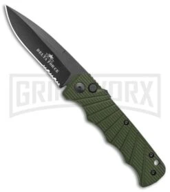 Delta Force Automatic Knife OD Green Aluminum Drop Point - Black Serr