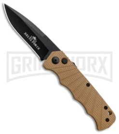 Delta Force Automatic Knife Tan Aluminum - Black Plain
