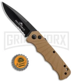 Delta Force Automatic Knife Tan Aluminum - Black Serrated -Knife Store Delta Force Auto Tan Aluminum Black Serr GX 34164 jr bottlecap large