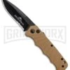 Delta Force Automatic Knife Tan Aluminum - Black Serrated