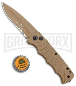 Delta Force Automatic Knife Tan Aluminum - Tan Partially Serrated -Knife Store Delta Force Auto Tan Molded Plastic Tan Partially Serrated GX 33543 jr bottlecap large