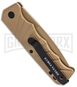 Delta Force Automatic Knife Tan Aluminum - Tan Plain -Knife Store Delta Force Auto Tan Molded Plastic Tan Plain GX 33542 jr side large