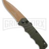 Delta Force Automatic Knife OD Green Aluminum Drop Point - Tan Plain