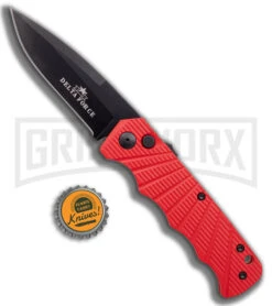 Delta Force Automatic Knife Red Aluminum - Black Plain -Knife Store Delta Force Automatic Knife Red Aluminum Black GX 41283 KC bottlecap 2 large