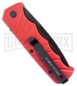 Delta Force Automatic Knife Red Aluminum - Black Plain -Knife Store Delta Force Automatic Knife Red Aluminum Black Serr GX 41280 KC side large
