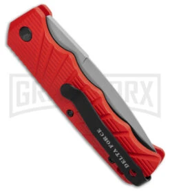 Delta Force Automatic Knife Red Aluminum - Satin Serrated 5 Delta Force Automatic Knife Red Aluminum - Satin Serrated -Knife Store Delta Force Automatic Knife Red Aluminum Satin Serrated Gx 42317 td side large