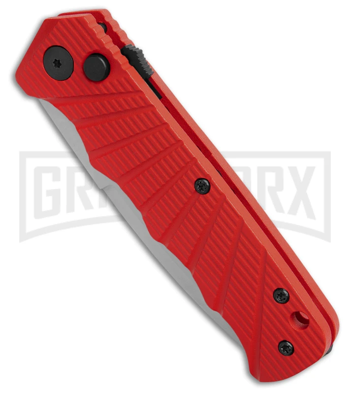 Delta Force Automatic Knife Red Aluminum - Satin Serrated 2 Delta Force Automatic Knife Red Aluminum - Satin Serrated - Image 2