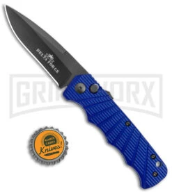 Delta Force Automatic Knife Blue Aluminum - Black Plain -Knife Store Delta Force Blue Auto Black GX 38567 jr bottlecap large