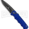 Delta Force Automatic Knife Blue Aluminum - Black Plain