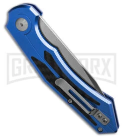 Diablo Automatic Knife Blue Aluminum - Satin Plain -Knife Store Diablo Automatic Knife Blue Aluminum 3in Satin BHQ 183580 td side large