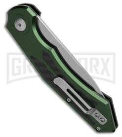 Diablo Automatic Knife Green Aluminum - Satin Plain -Knife Store Diablo Automatic Knife Green Aluminum Satin 3in Satin BHQ 183582 td side large