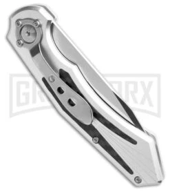 Diablo Automatic Knife Silver Aluminum - Satin Plain -Knife Store Diablo Automatic Knife Silver Aluminum 3.4in Satin BHQ 190377 hd side large