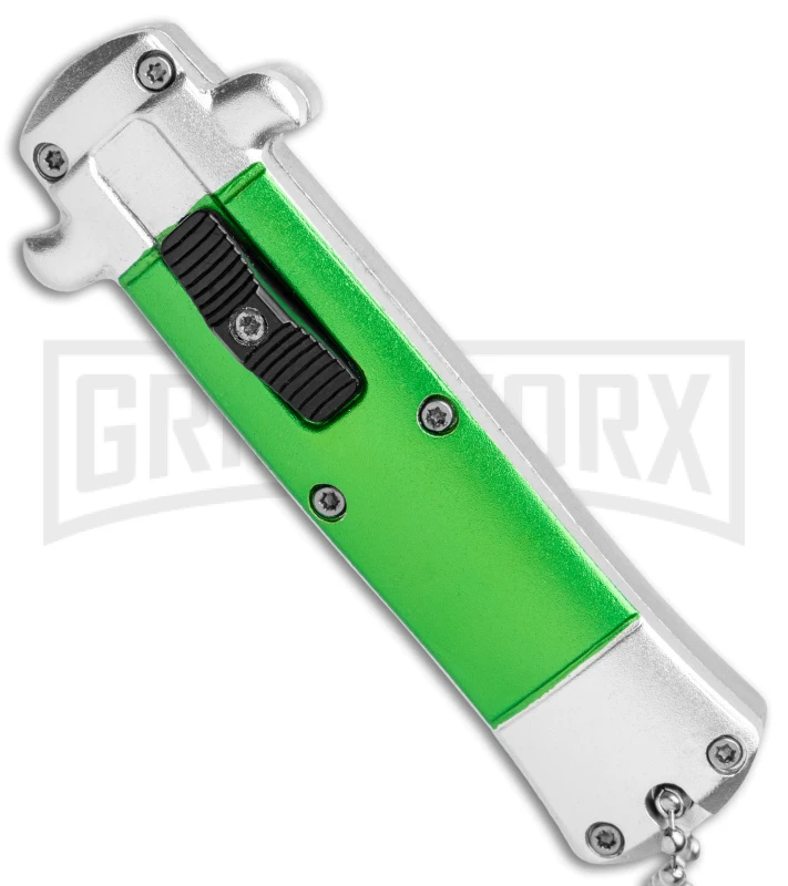Enzo OTF Green Automatic Keychain Knife - Satin Spear Point Plain 2 Enzo OTF Green Automatic Keychain Knife - Satin Spear Point Plain - Image 2