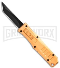 Mini Marvel Gold DA/OTF Automatic Knife - Tanto Black Plain