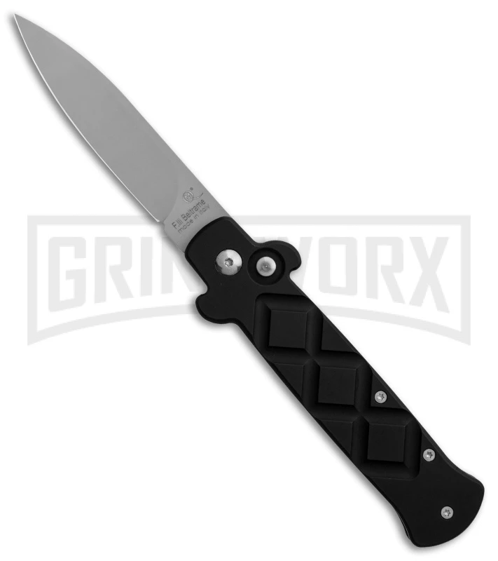 Frank B. Italian Stealth Black Automatic Knife - Flat Grind Bead Blast 1 Frank B. Italian Stealth Black Automatic Knife - Flat Grind Bead Blast