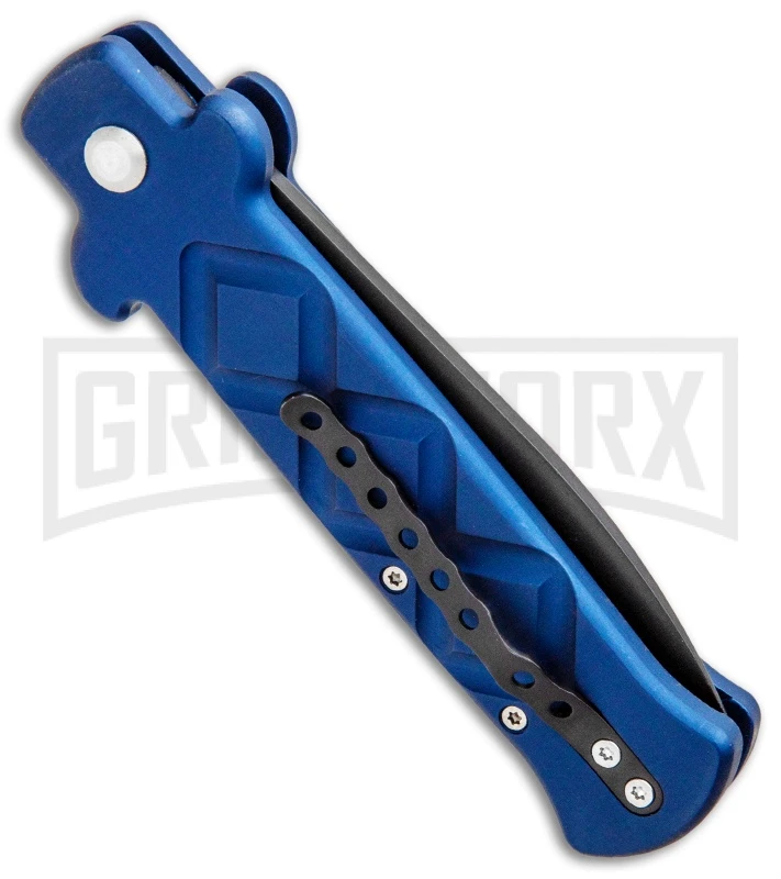Frank B. Italian Stealth Blue Automatic Knife - Black Plain 3 Frank B. Italian Stealth Blue Automatic Knife - Black Plain - Image 3