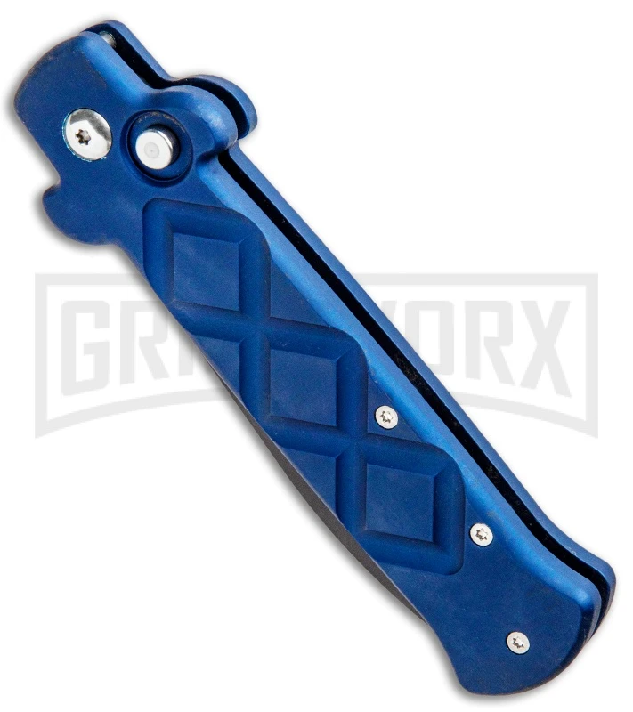 Frank B. Italian Stealth Blue Automatic Knife - Black Plain 2 Frank B. Italian Stealth Blue Automatic Knife - Black Plain - Image 2