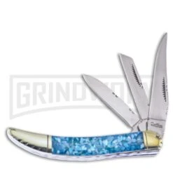 Frost Cutlery Cherokee Toothpick Blue Crushed Abalone Pocket Knife