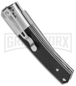 Ganzo Knives G7361-BK G-10 Automatic Knife - Satin Plain -Knife Store Ganzo Knives Black G 10 Auto Flat Grind Satin G7361 BK BP 25414 jr side large