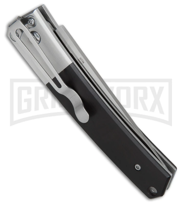 Ganzo Knives Black Wood Automatic Knife - Satin Plain 2 Ganzo Knives Black Wood Automatic Knife - Satin Plain - Image 2