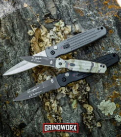 Gerber Covert Gray Automatic Knife - Stonewash Plain -Knife Store Gerber Auto Covert Automatic Knife S30V Black Serr 30 000137 BHQ 3965 kp rock web large