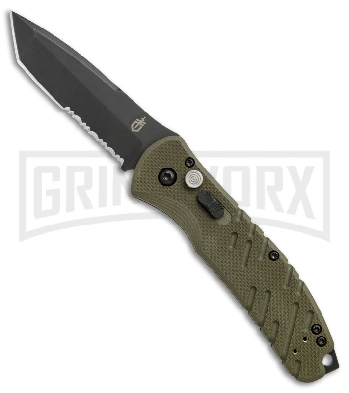 Gerber Propel Downrange OD Green Automatic Knife - Tanto Black Serr 1 Gerber Propel Downrange OD Green Automatic Knife - Tanto Black Serr