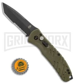 Gerber Propel Downrange OD Green Automatic Knife - Tanto Black Serr 7 Gerber Propel Downrange OD Green Automatic Knife - Tanto Black Serr -Knife Store Gerber Auto Propel Downrange OD green black serr BHQ 67394 er size large