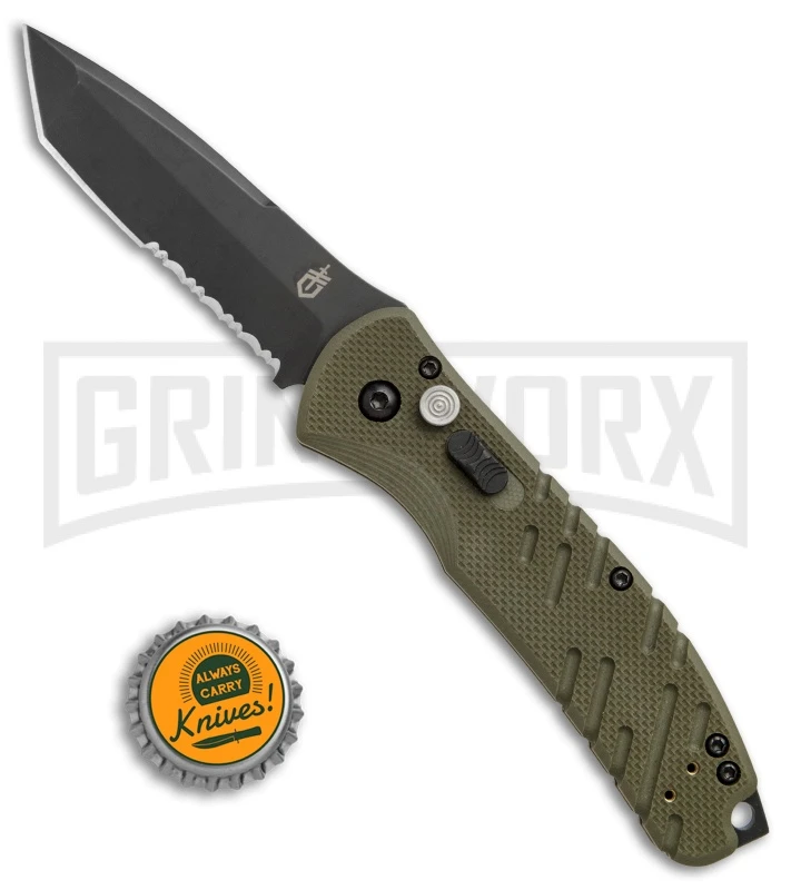 Gerber Propel Downrange OD Green Automatic Knife - Tanto Black Serr 4 Gerber Propel Downrange OD Green Automatic Knife - Tanto Black Serr - Image 4