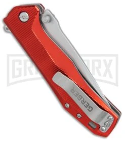 Gerber Index Red Aluminum Folding Knife - Satin Plain -Knife Store Gerber Index red aluminum satin 30 001355 BHQ 67399 er side large