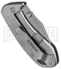 Gerber Kettlebell Sage Green Aluminum Frame Lock Knife - Stonewash Plain -Knife Store Gerber Kettlebell FL Sage Green Aluminum 30 001521 BHQ 81313 jr side large