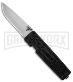 Gerber Pocket Square Black GFN Liner Lock Knife - Satin Plain