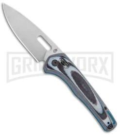 Gerber Sumo Black/White/Cyan G-10 Pivot Lock Knife - Stonewash Plain