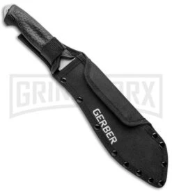 Gerber Versafix 14" Black GFN Machete Fixed Blade Knife - Stonewash Plain -Knife Store Gerber Versafix 14in Machete Black SW 31 003473 BHQ 94218 jr sheath large