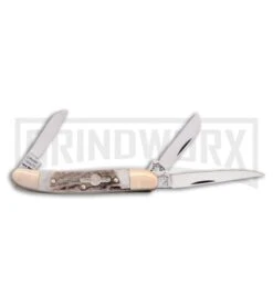 German Bull Ranger Rider Stockman Genuine Brown Stag Pocket Knife