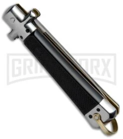 Gimel Bargeon Medium French Stiletto Black Automatic Knife - Polish Plain -Knife Store Gimel Bargeon Medium French Stiletto Black BP 19228 jr side large