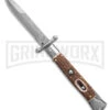 Automatic Italian Style Swinguard 9" Stag W/Clip - Damascus Bayonet Blade