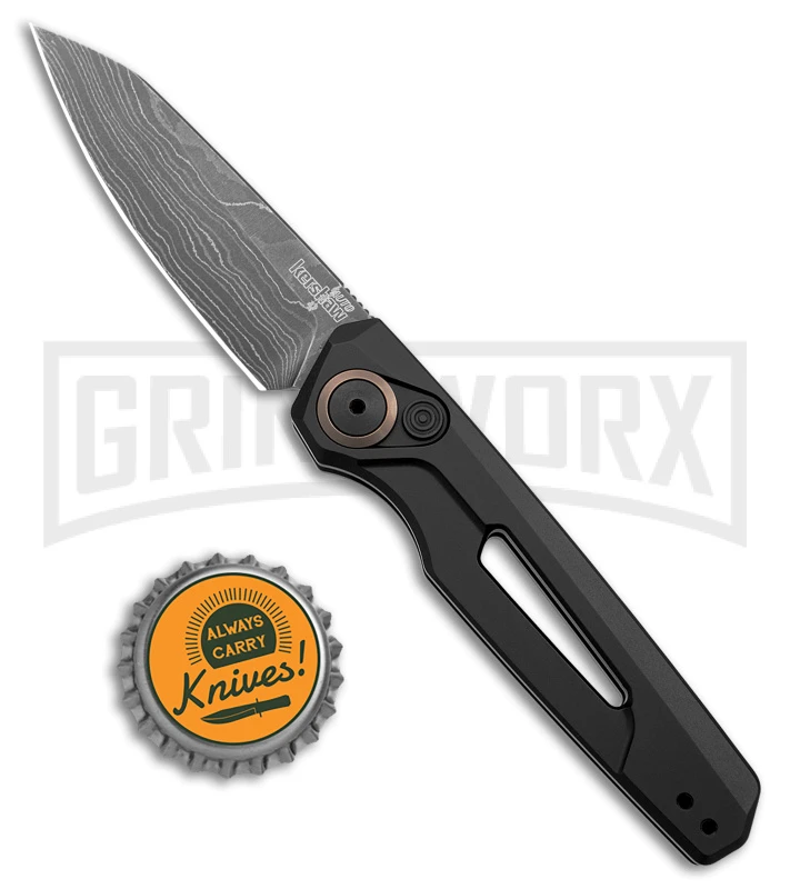 Kershaw Launch 11 Black Aluminum Automatic Knife - Damascus Plain 4 Kershaw Launch 11 Black Aluminum Automatic Knife - Damascus Plain - Image 4