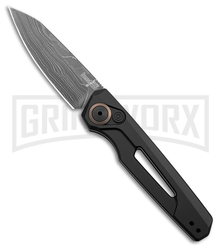 Kershaw Launch 11 Black Aluminum Automatic Knife - Damascus Plain 1 Kershaw Launch 11 Black Aluminum Automatic Knife - Damascus Plain