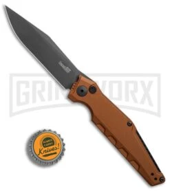 Kershaw Launch 7 Galyean Earth Brown Automatic Knife - Black Plain -Knife Store Kershaw Galyean Launch 7 Earth Brown black BHQ 75928 er bottlecap large