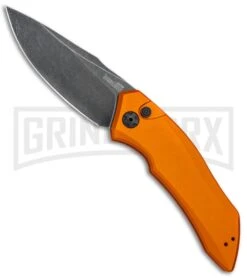 Kershaw Launch 1 Orange Aluminum Automatic Knife - Blackwash Plain