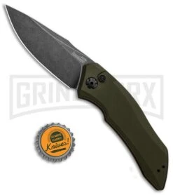Kershaw Launch 1 Olive Green Aluminum Automatic Knife - Blackwash Plain -Knife Store Kershaw Launch 1 Automatic Olive Green Aluminum BlackWash 7100OLBW BHQ 91250 jr bottlecap large