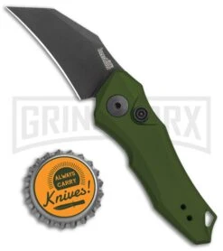 Kershaw Launch 10 Olive Green Automatic Knife CA Legal - Stonewash Plain -Knife Store Kershaw Launch 10 Auto Olive Green Black KER7350OLBLK BHQ 115105 jr bottlecap large