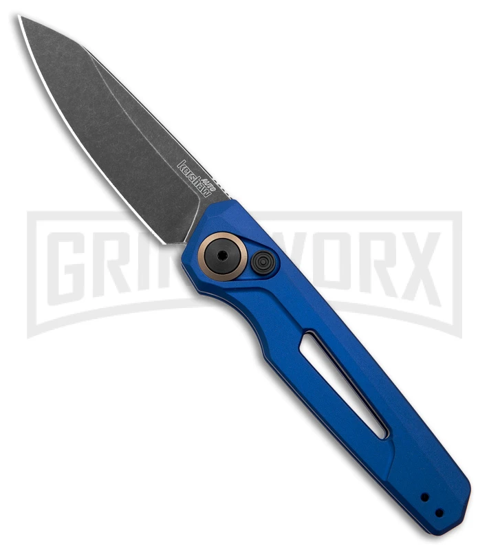 Kershaw Launch 11 Blue Aluminum Automatic Knife - Blackwash Plain 1 Kershaw Launch 11 Blue Aluminum Automatic Knife - Blackwash Plain