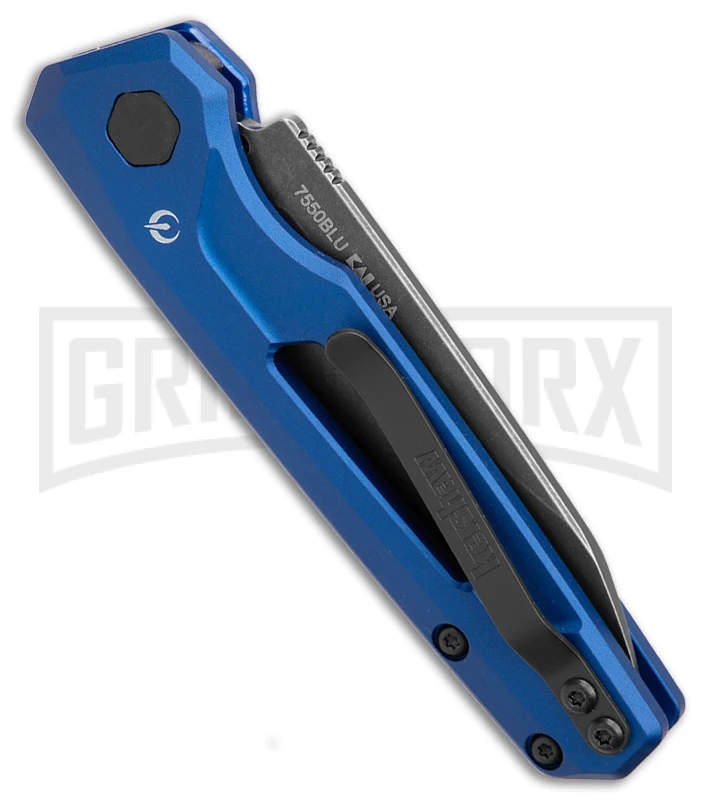 Kershaw Launch 11 Blue Aluminum Automatic Knife - Blackwash Plain 3 Kershaw Launch 11 Blue Aluminum Automatic Knife - Blackwash Plain - Image 3