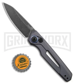 Kershaw Launch 11 Gray Aluminum Automatic Knife - Blackwash Plain -Knife Store Kershaw Launch 11 Auto Gray Aluminum Blackwash BHQ 178232 jr bottlecap large