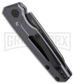 Kershaw Launch 11 Gray Aluminum Automatic Knife - Blackwash Plain -Knife Store Kershaw Launch 11 Auto Gray Aluminum Blackwash BHQ 178232 jr side large