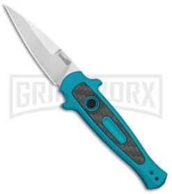 Kershaw Launch 12 Teal Aluminum Mini Stiletto Automatic Knife - Stonewash Plain
