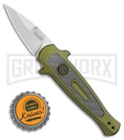 Kershaw Launch 12CA Legal OD Green Automatic Knife - SW Plain -Knife Store Kershaw Launch 12 CA Legal Stiletto Automatic Knife OD Green 1.9 SW BHQ 117837 LS Bottlecap large 1